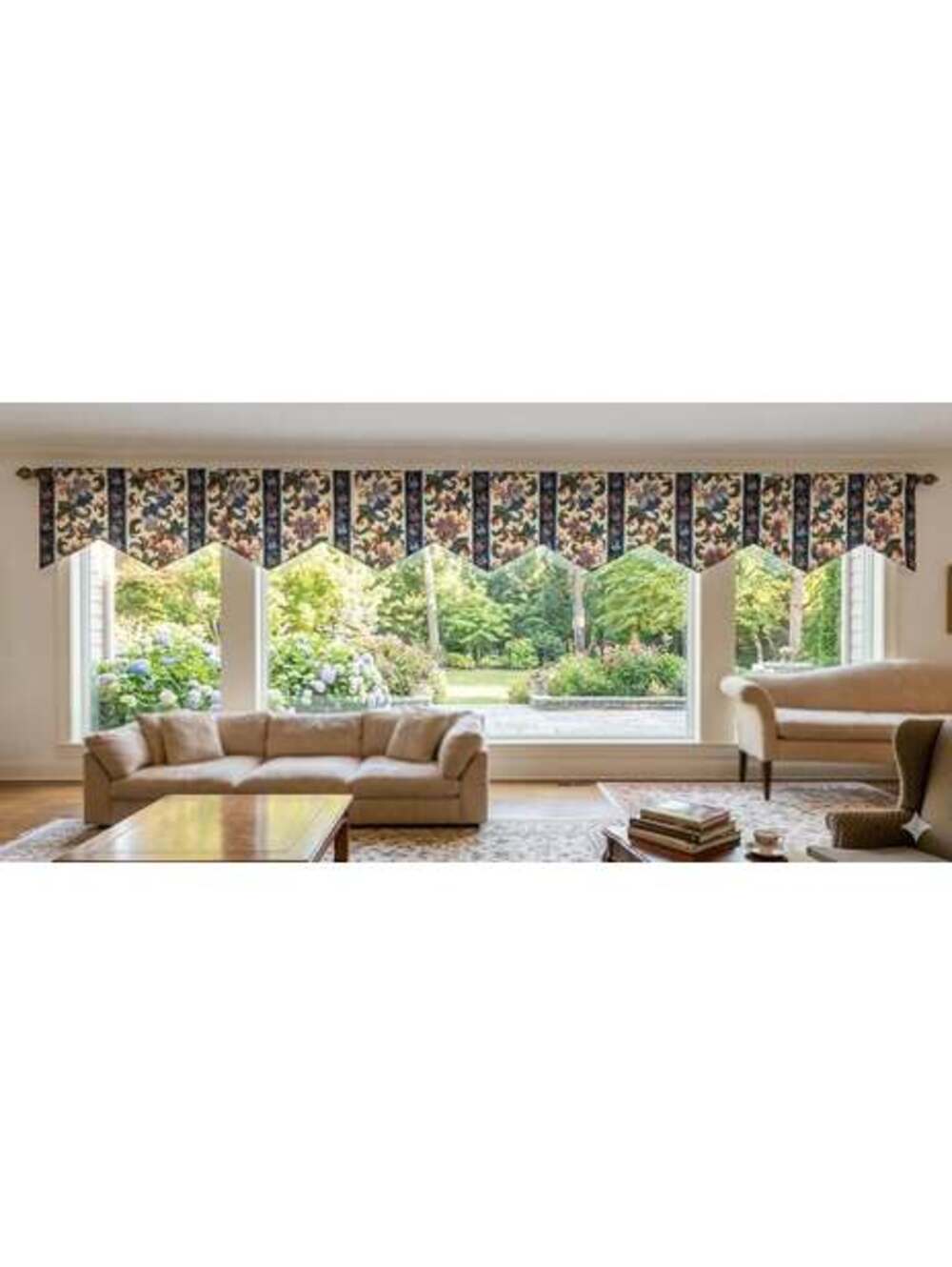 Vintage Floral Jacobean Print Extra Wide Custom Valance 180" x 24.5"